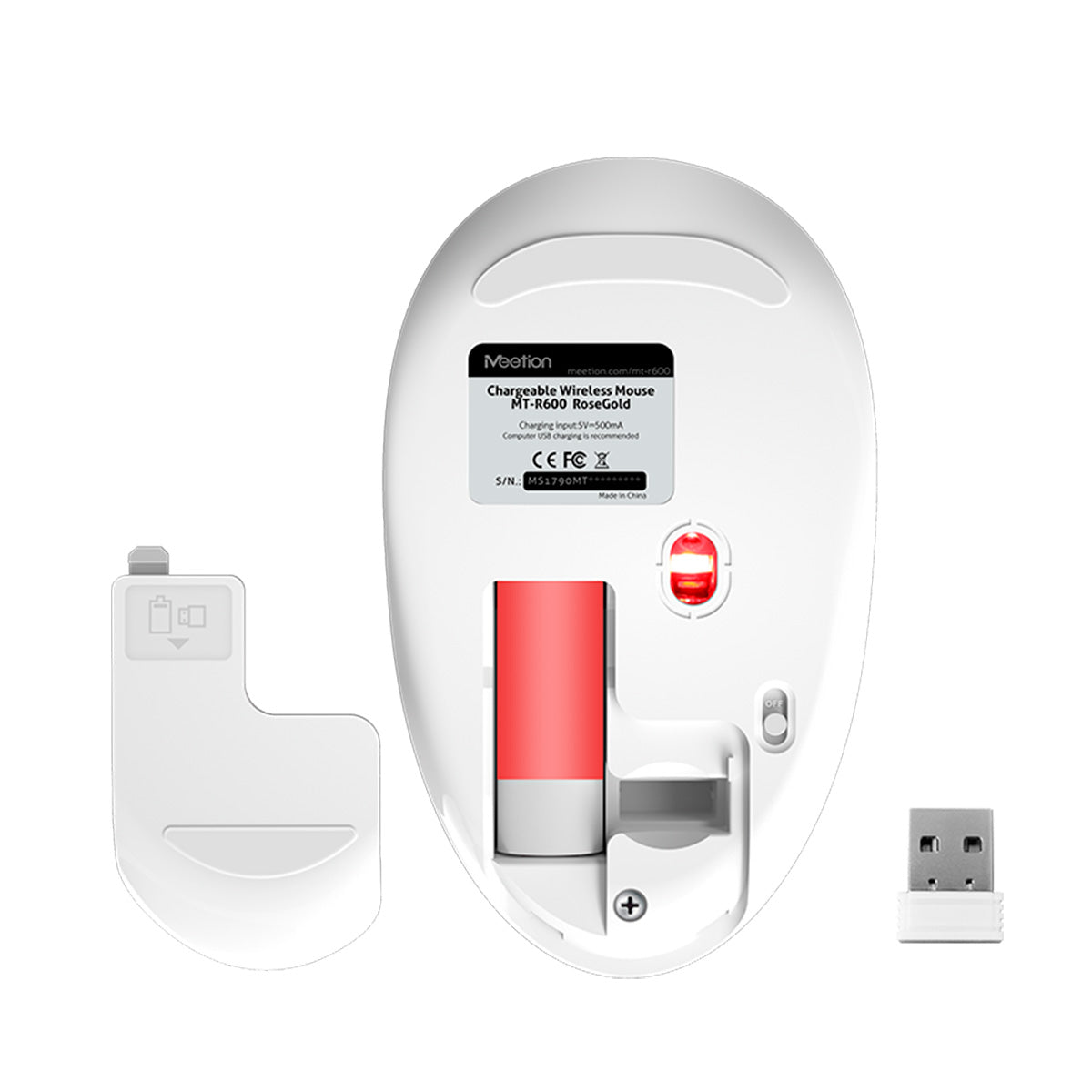 Mouse Inalámbrico MEETION R600 2.4G Pink