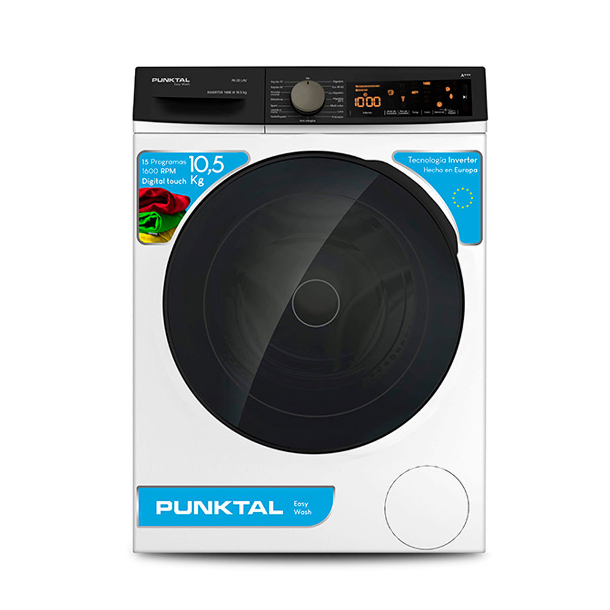 Lavarropas PUNKTAL PK-20LAV Carga Frontal 10.5 kg Panel Digital