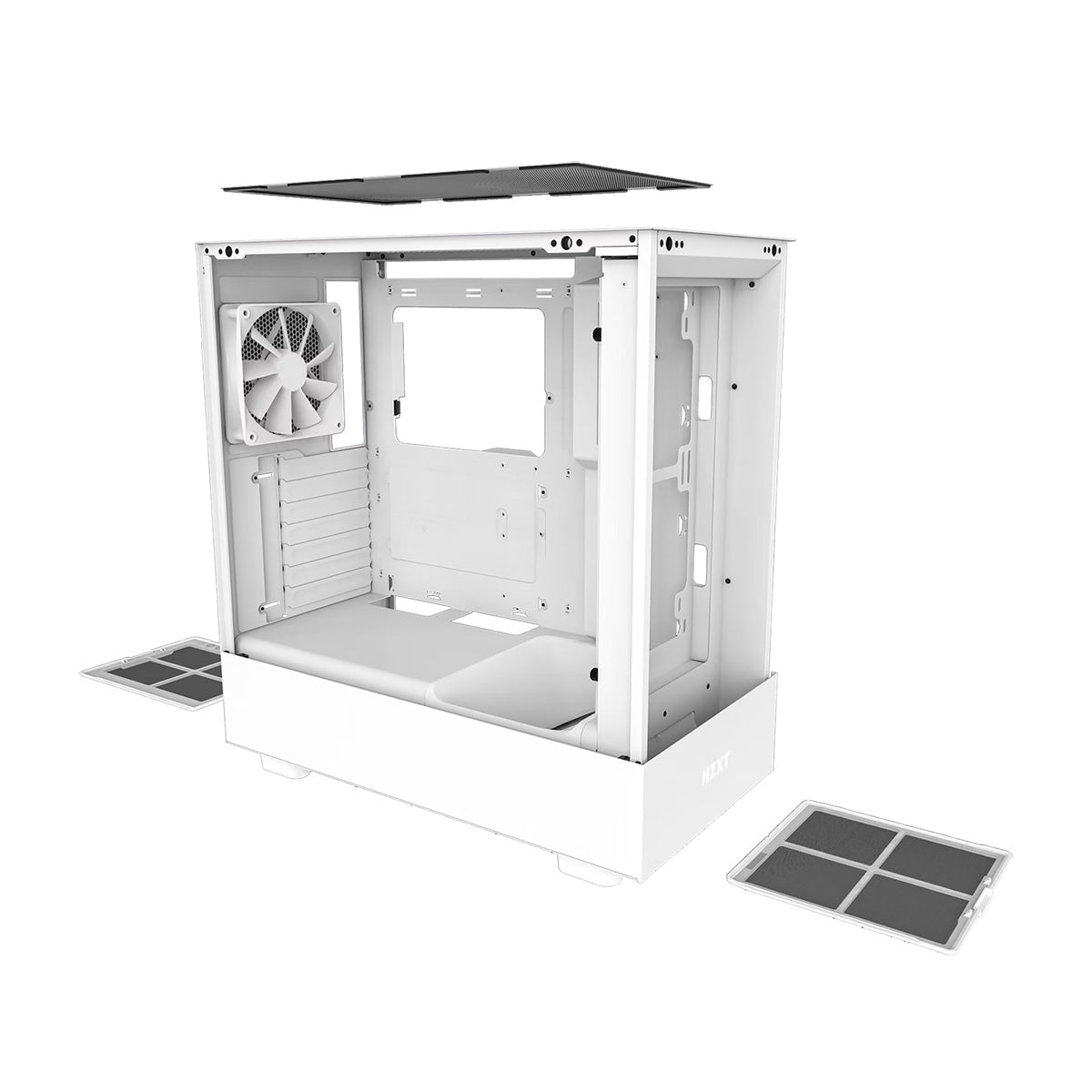 Gabinete Medio Compacto NZT H5 Flow Ventana Vidrio Templado Blanco