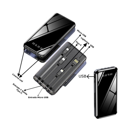 Power Bank 20000MAH 4 Cables Con Linterna
