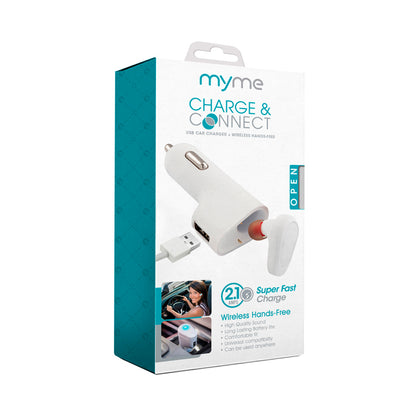 Cargador de Celular USB para Auto + Auriculares Bluetooth