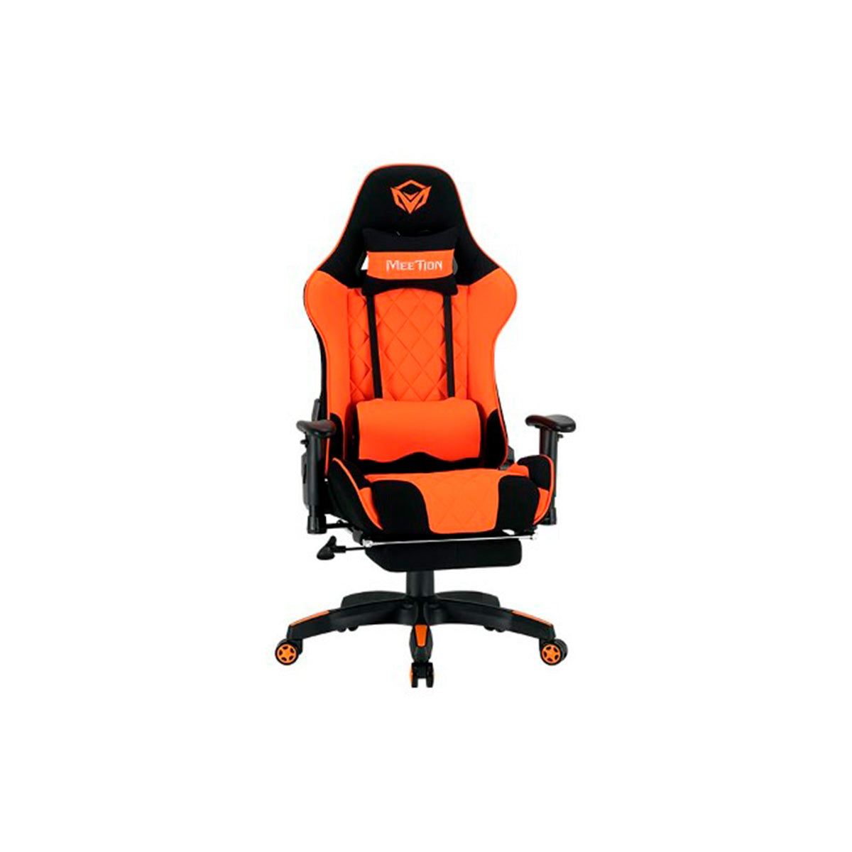 Silla Gaming MEETION C/Apoyapies Masajeador Lumbar Orange MT-CHR25