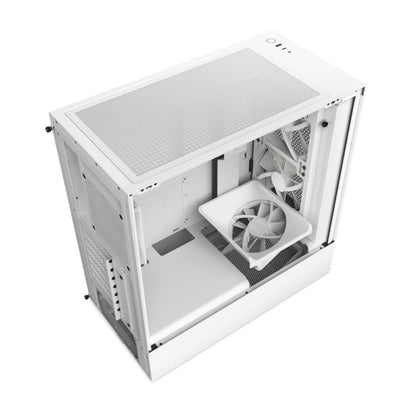 Gabinete Medio Compacto NZXT H5 Flow RGB Ventana Vidrio Templado Blanco