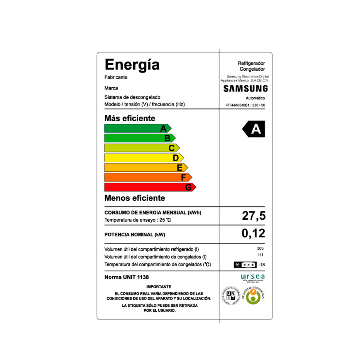 Refrigerador SAMSUNG RT44A6640B1 Top Freezer 430lts