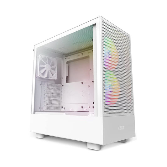 Gabinete Medio Compacto NZXT H5 Flow RGB Ventana Vidrio Templado Blanco