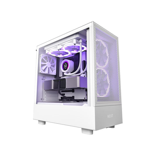 Gabinete Medio Compacto NZT H5 Flow Ventana Vidrio Templado Blanco