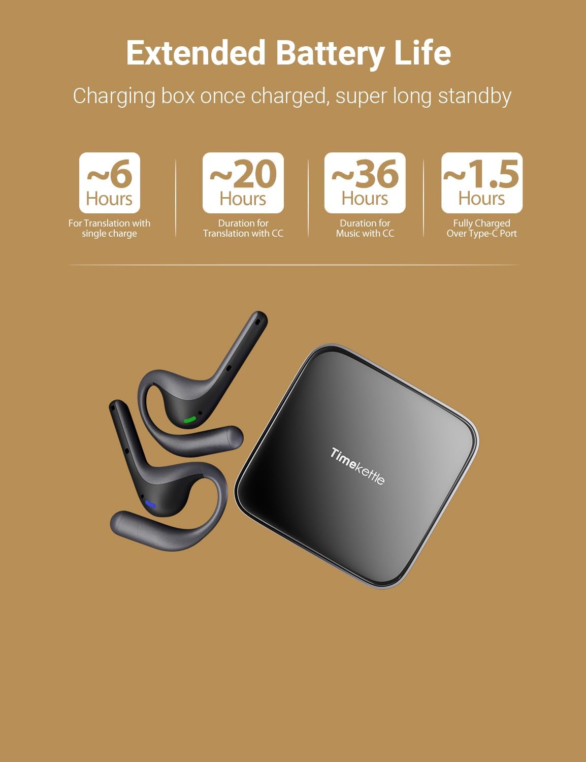 TIMEKETTLE W4 PRO AI INTERPRETER EARBUDS – 40 IDIOMAS / 93 ACENTOS