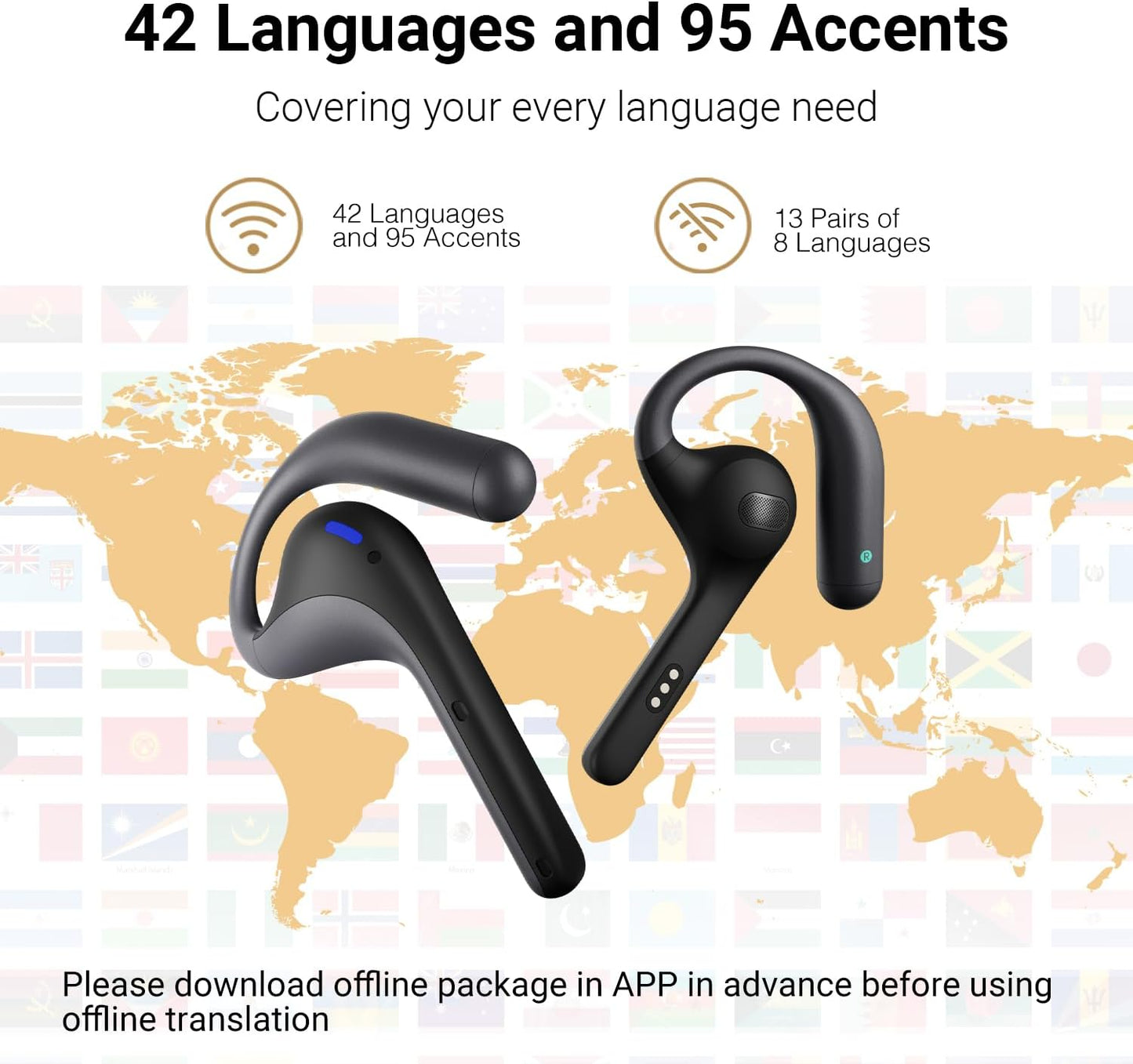 TIMEKETTLE W4 PRO AI INTERPRETER EARBUDS – 40 IDIOMAS / 93 ACENTOS