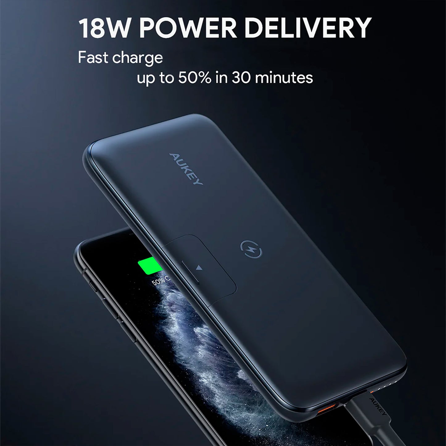 Powerbank Aukey 10000mah 1 Usb C / 1 Usb A BASIX PRO SERIES PB-WL02