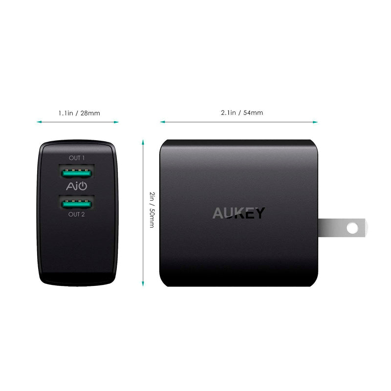 Cargador USB De Pared AUKEY – 2 Puertos – 4.8A