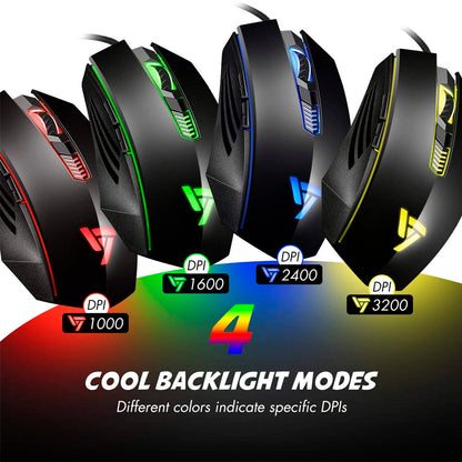 Mouse Gaming Retroiluminado VicTsing – 3200 Ppp