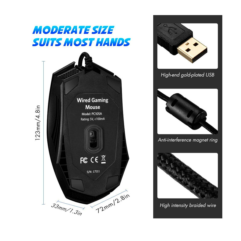 Mouse Gaming Retroiluminado VicTsing – 3200 Ppp