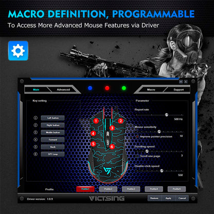 Mouse Gaming RGB – Programable – VicTsing – 5500 dpi