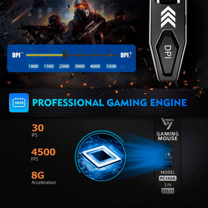 Mouse Gaming RGB – Programable – VicTsing – 5500 dpi