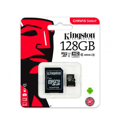 Memoria Flash Kingston Canvas Select 128 GB (adaptador microSDXC a SD Incluido)